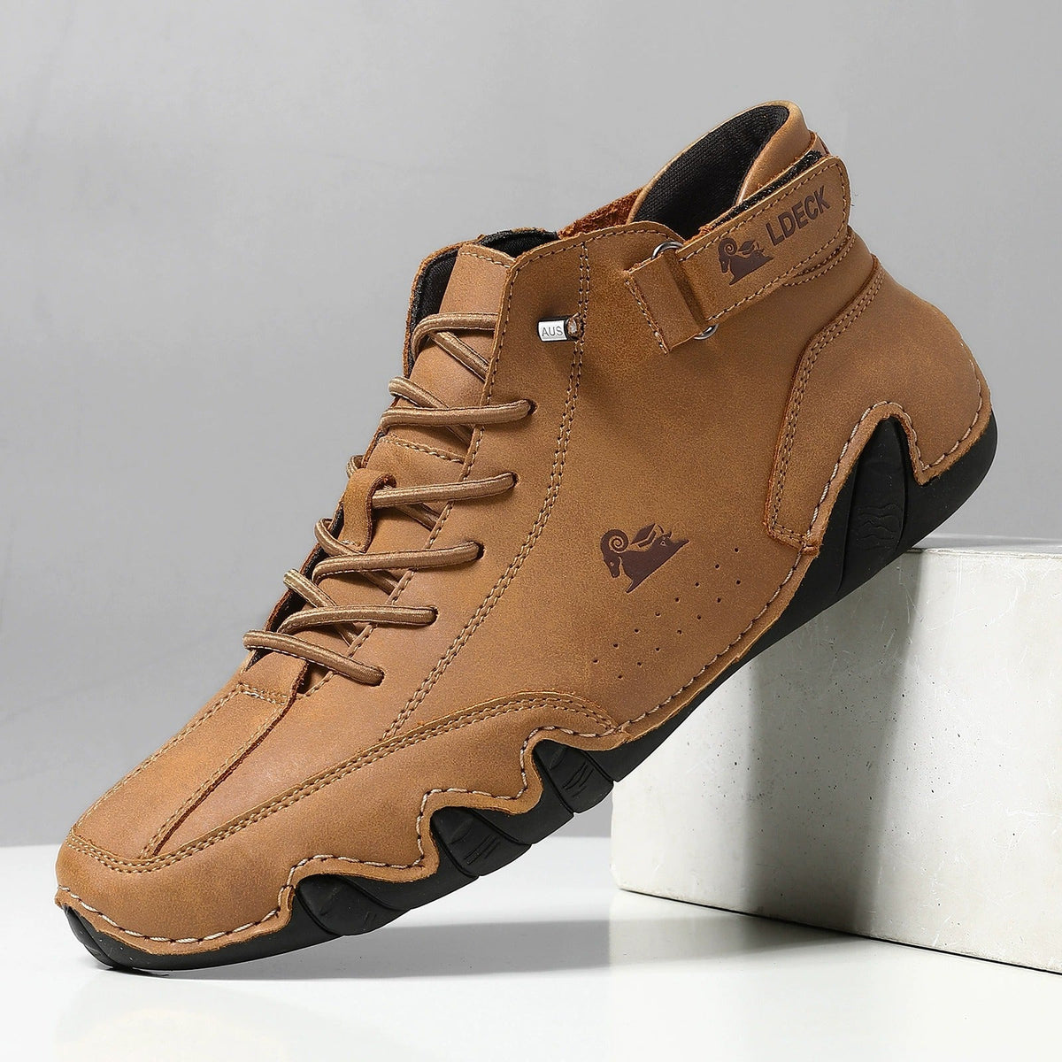 Men's Leather Barefoot Shoes with Non-Slip Sole – Brown