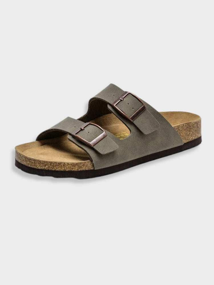 Men's Double-Strap Slides with Contoured Footbed – Dark Grey