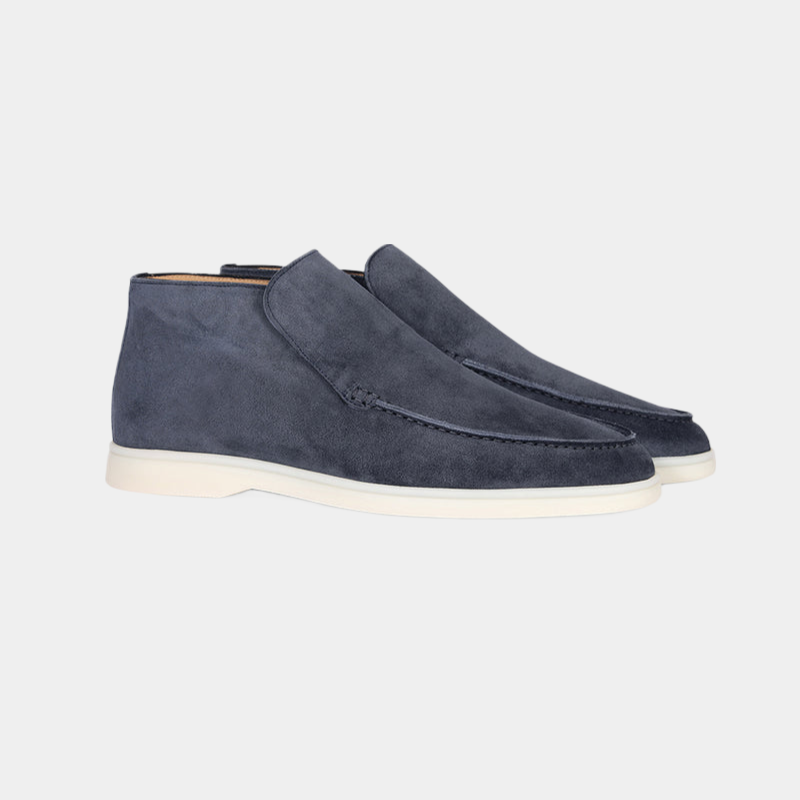 Men's Calf Suede Loafers, Elegant – Blue Grey