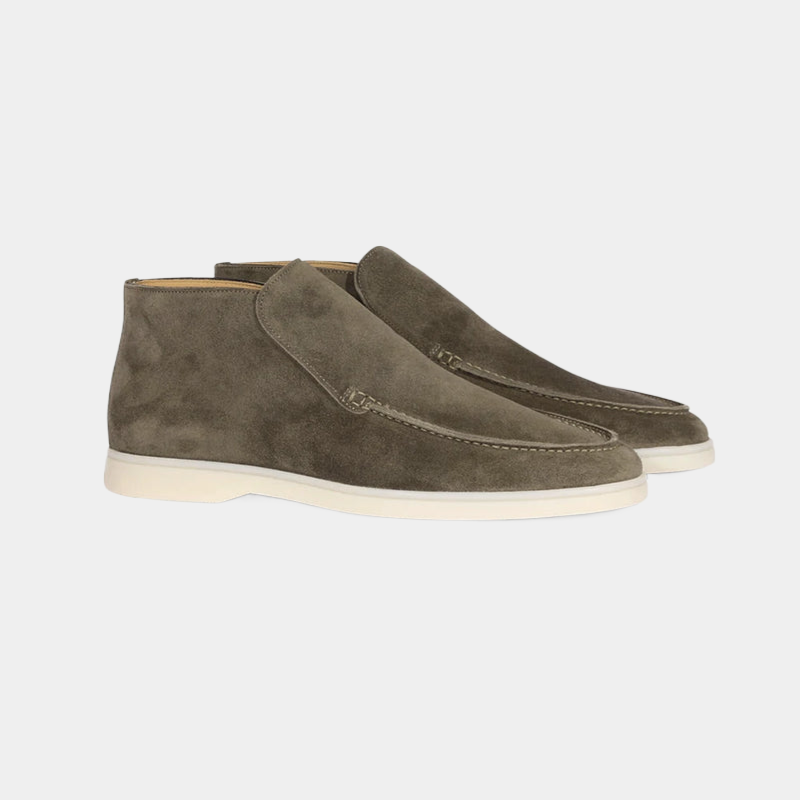 Men's Calf Suede Loafers, Elegant – Olive