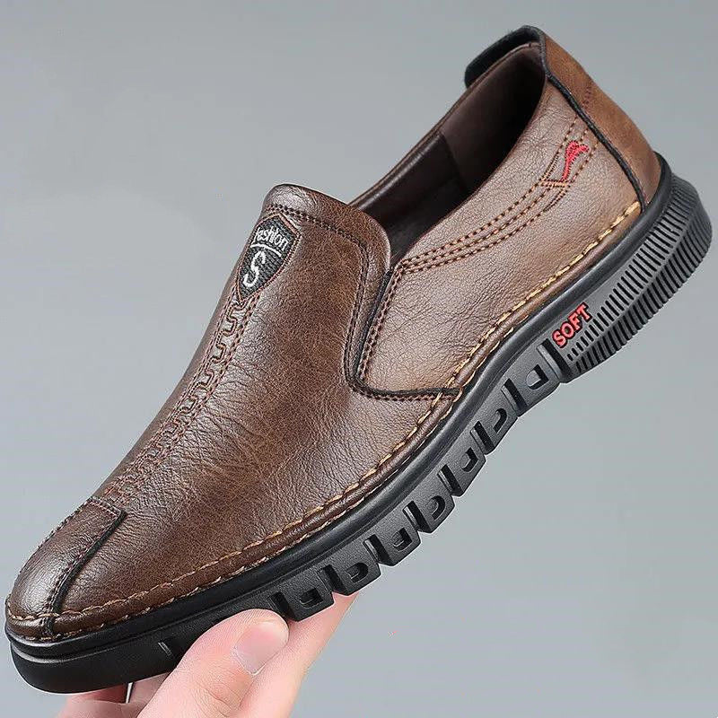 Men's Casual Leather Slip-On Loafers – Dark Brown