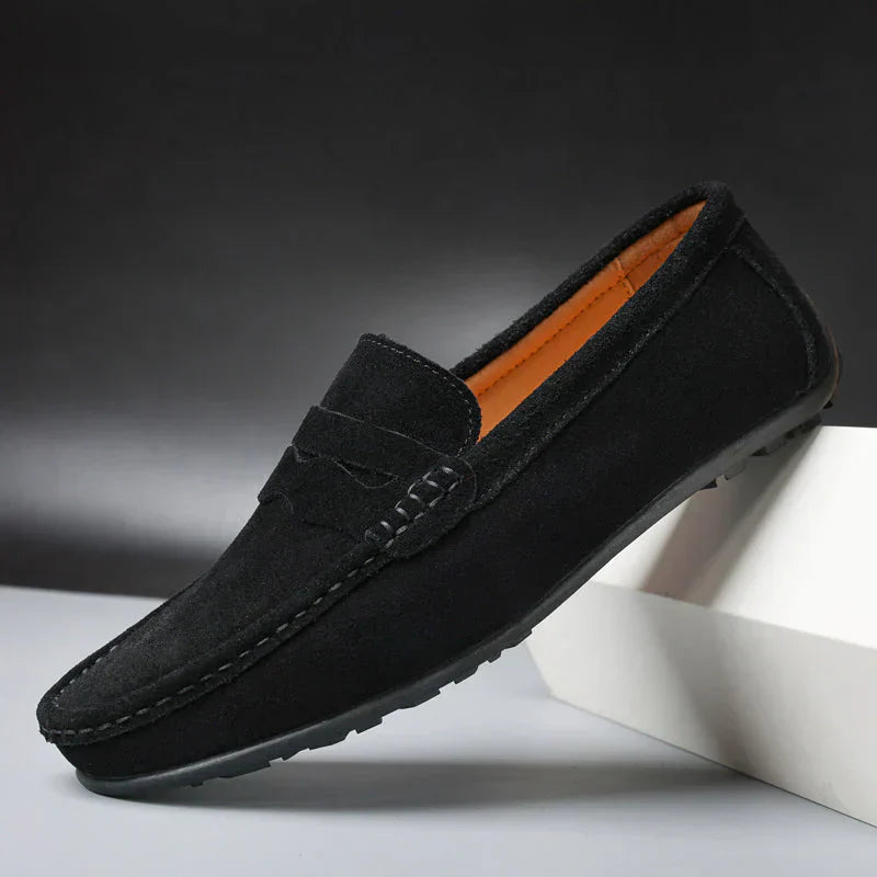 Men's Casual Suede Loafers, Flexible – Black