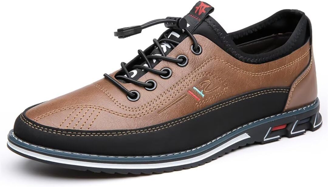 Men's Classic Leather Shoes, Breathable – Dark Brown