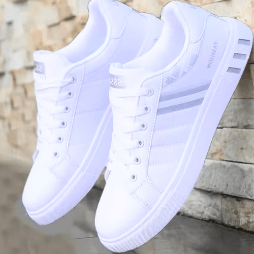 Men's Cushioned Everyday Sneakers – White & Grey