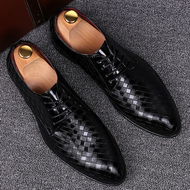 Men's Elegant Leather Lace-Up Shoes – Black
