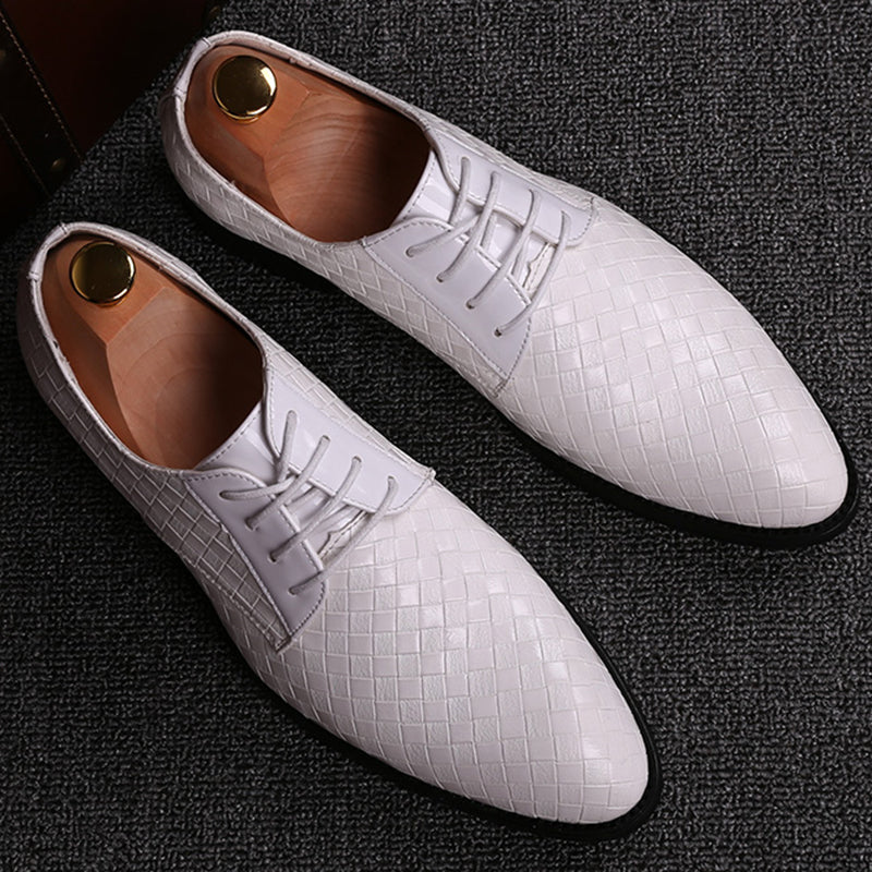 Men's Elegant Leather Lace-Up Shoes – White