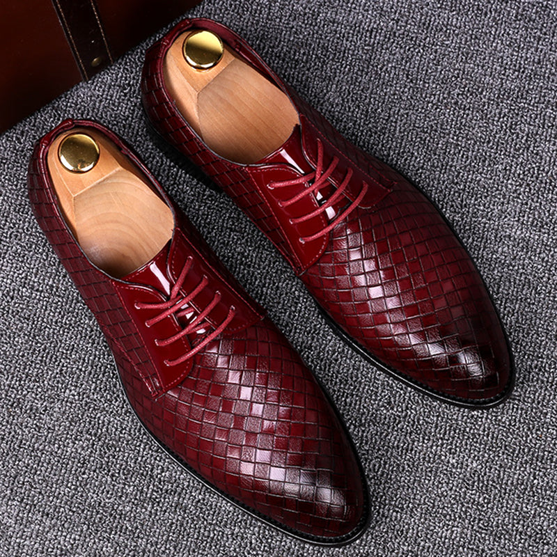 Men's Elegant Leather Lace-Up Shoes – Burgundy