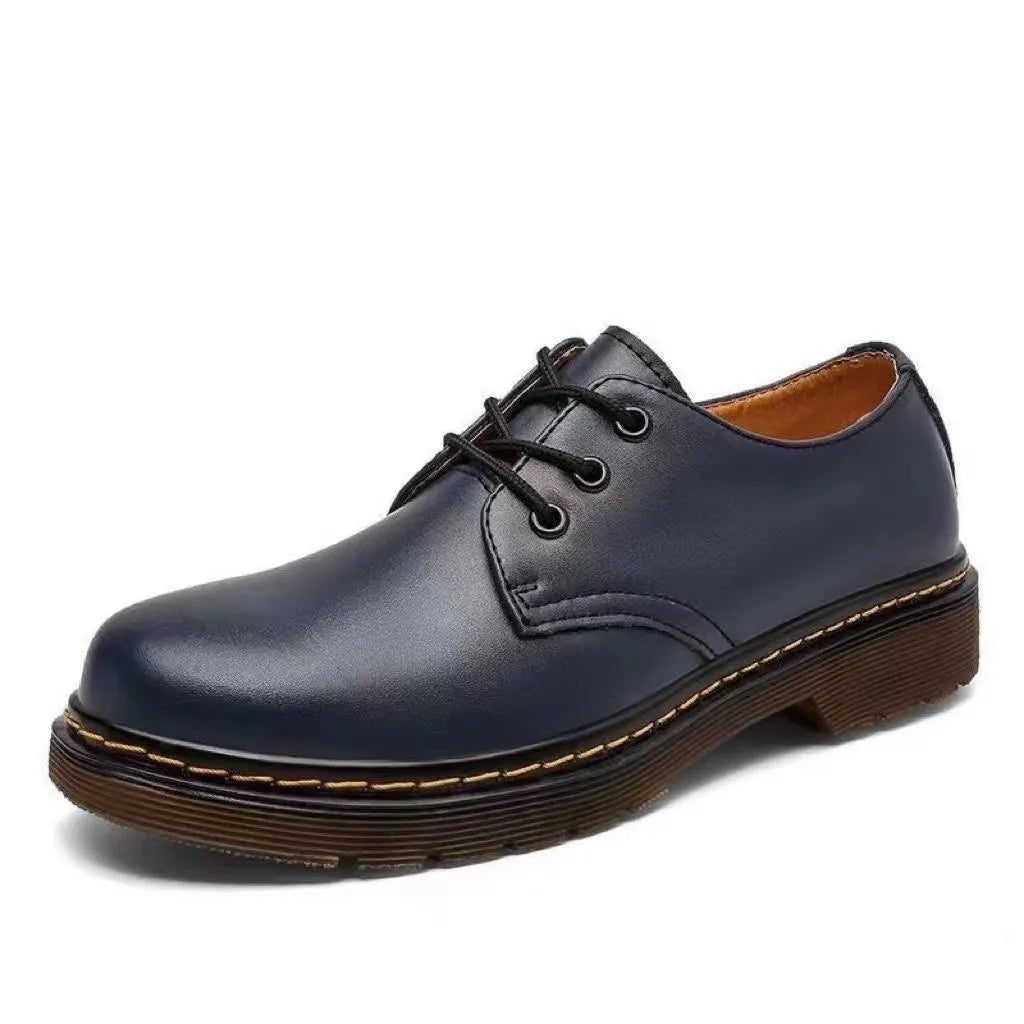 Men's Fashionable Leather Ankle Boots in Urban Style – Blue