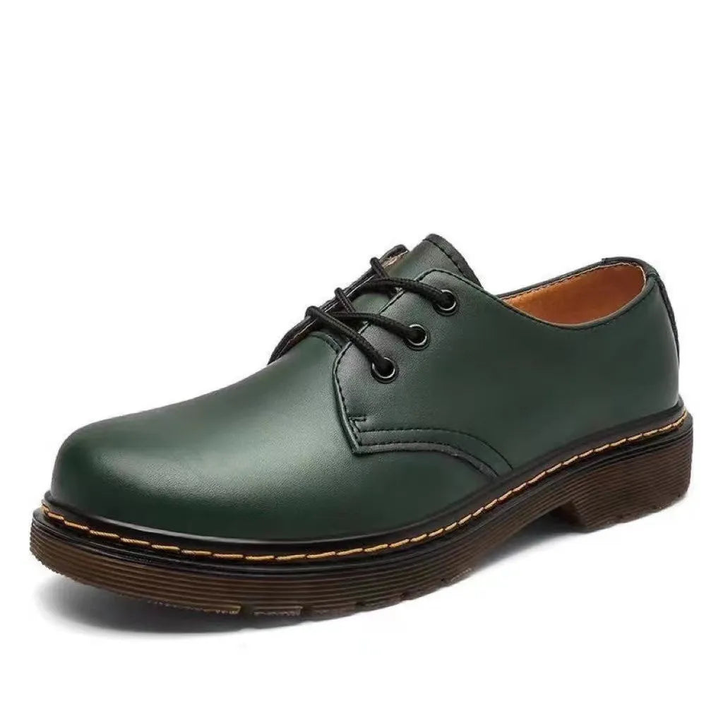Men's Fashionable Leather Ankle Boots in Urban Style – Green