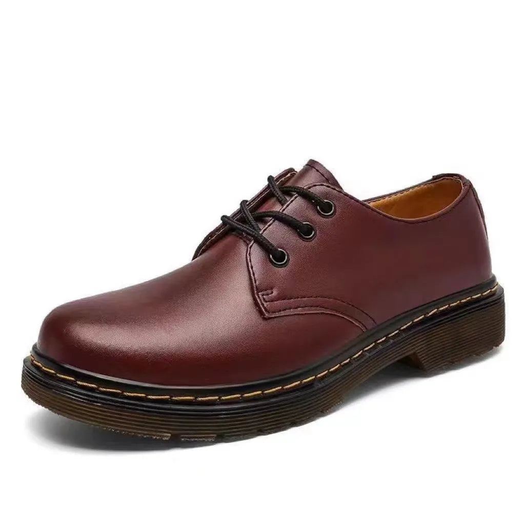 Men's Fashionable Leather Ankle Boots in Urban Style – Red