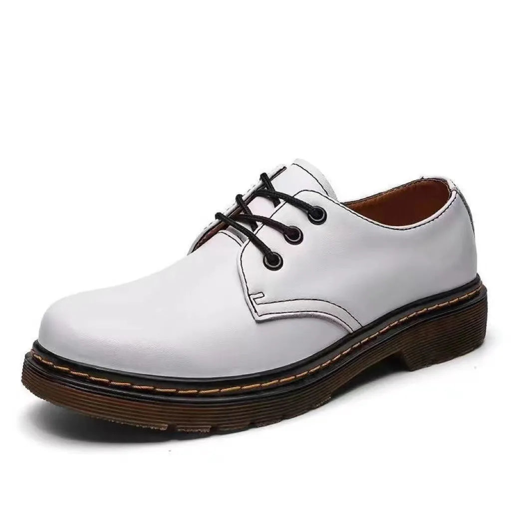 Men's Fashionable Leather Ankle Boots in Urban Style – White