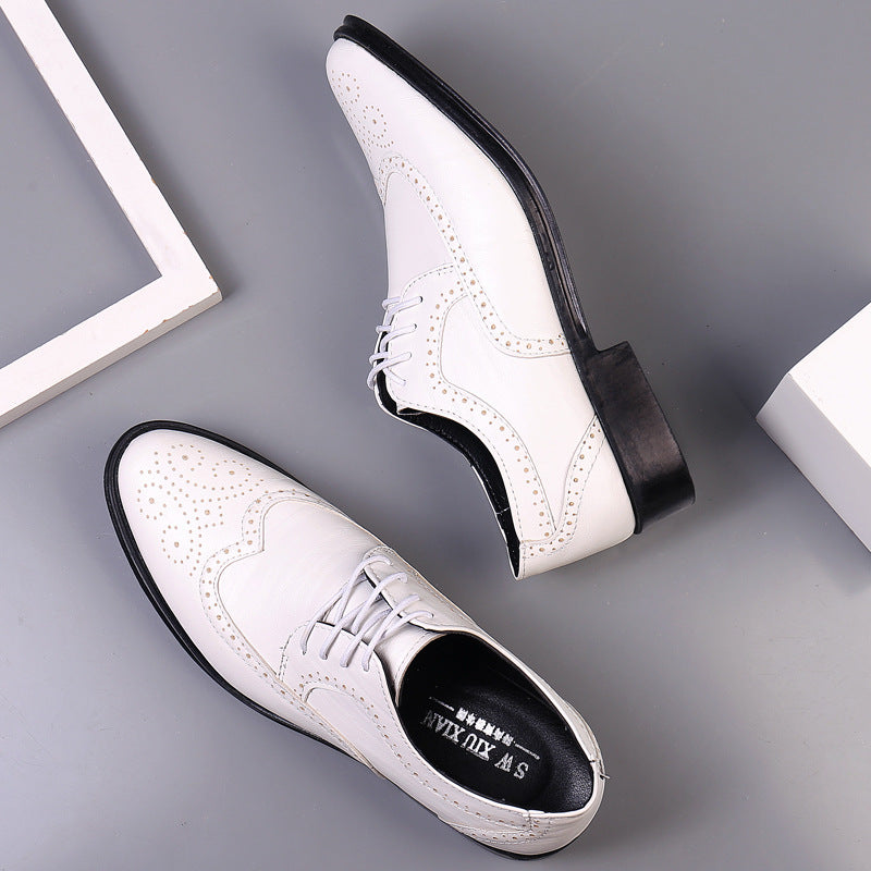 Men's Hand-Stitched Leather Formal Shoes – White