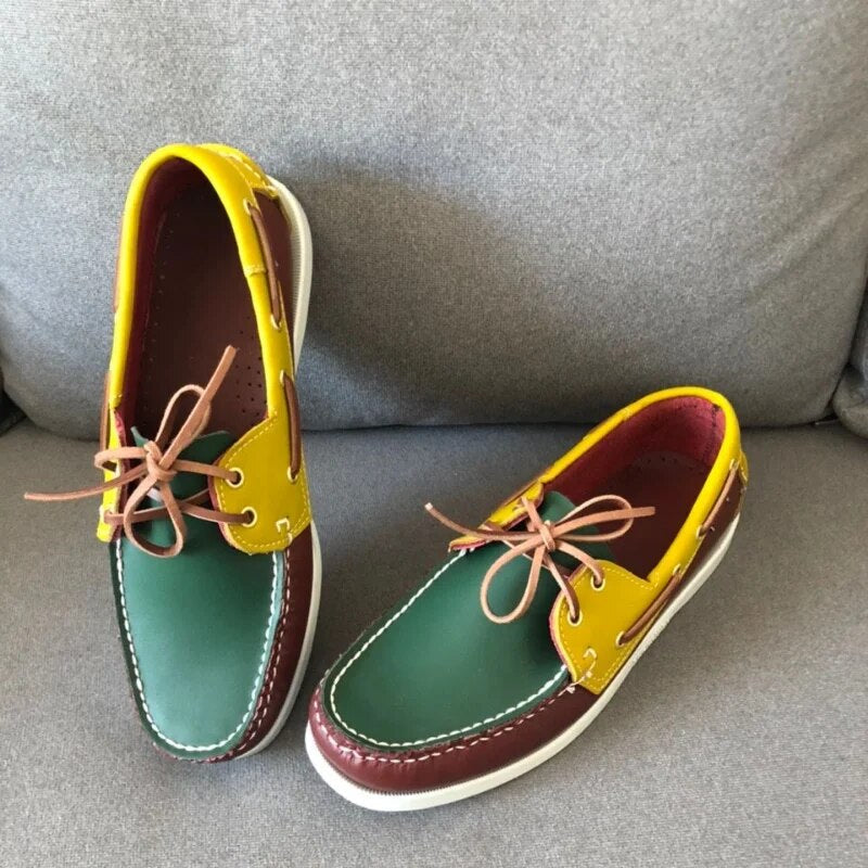 Men's Handcrafted Leather Boat Shoes – Green