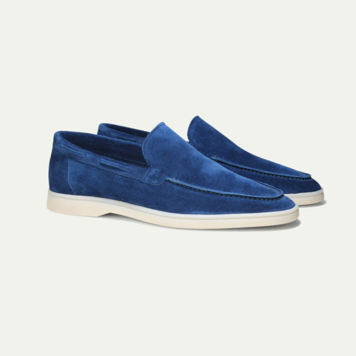Men's Handcrafted Suede Loafers – Navy
