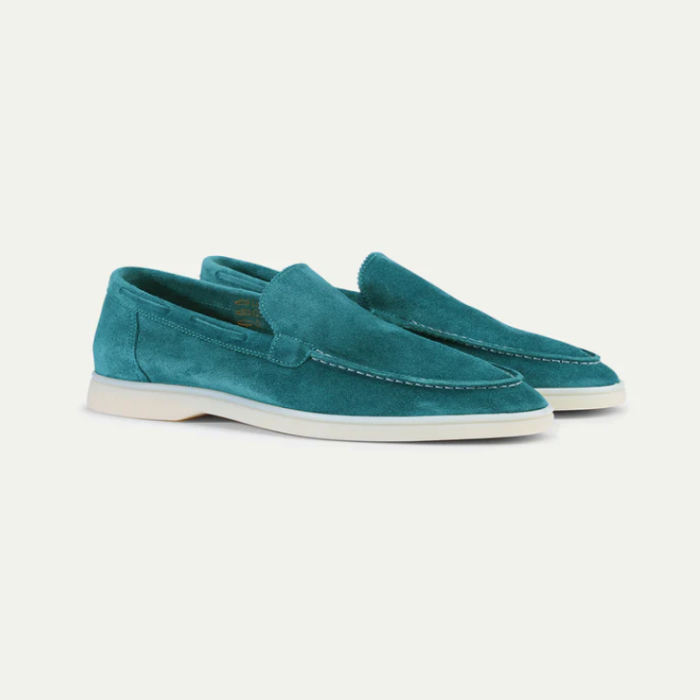 Men's Handcrafted Suede Loafers – Turquoise