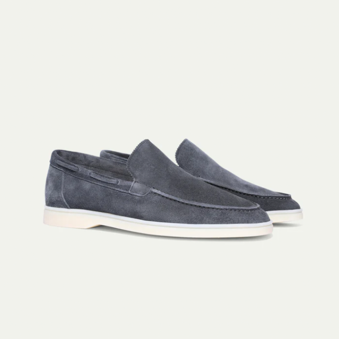 Men's Handcrafted Suede Loafers – Dark Grey