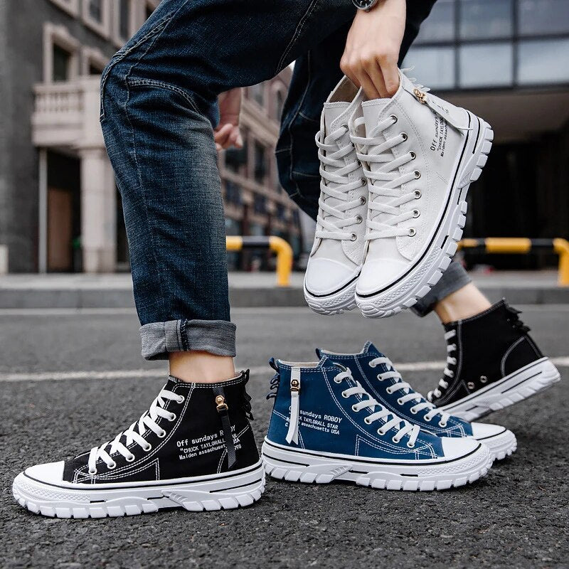 Men's High-Top Sneakers with Vulcanized Sole