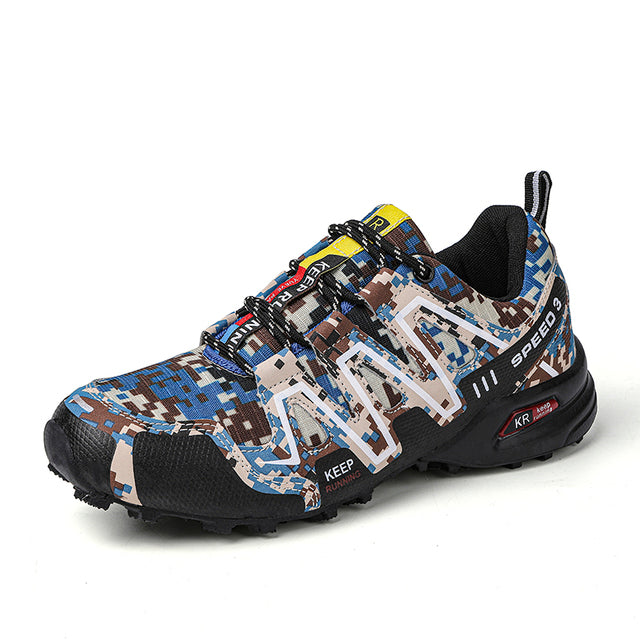 Men's Hiking Boots, Sturdy and Comfortable – Beige & Blue