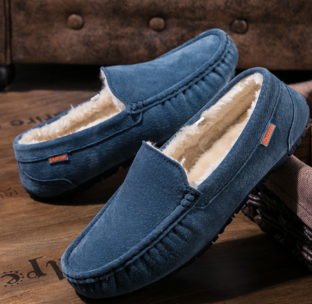 Men's Insulated Indoor Loafers with Non-Slip Sole – Blue