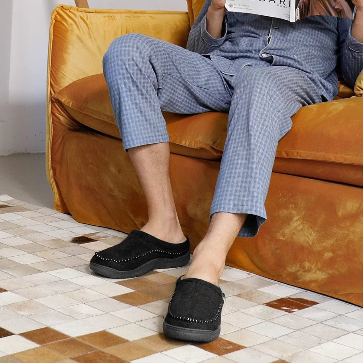 Men's Insulated Loafers with Thick Lining – Black