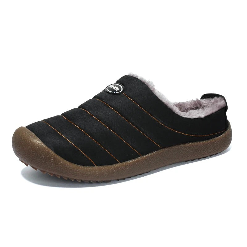 Men's Insulated Slippers with Soft Lining – Black