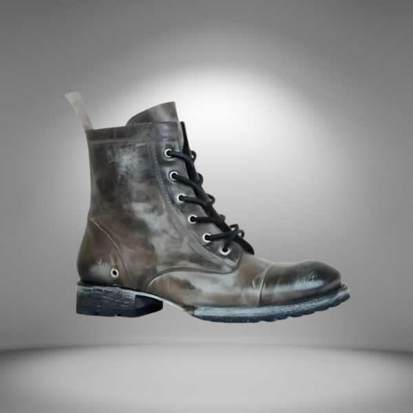 Men's Leather Ankle Boots in Vintage Western Style – Grey