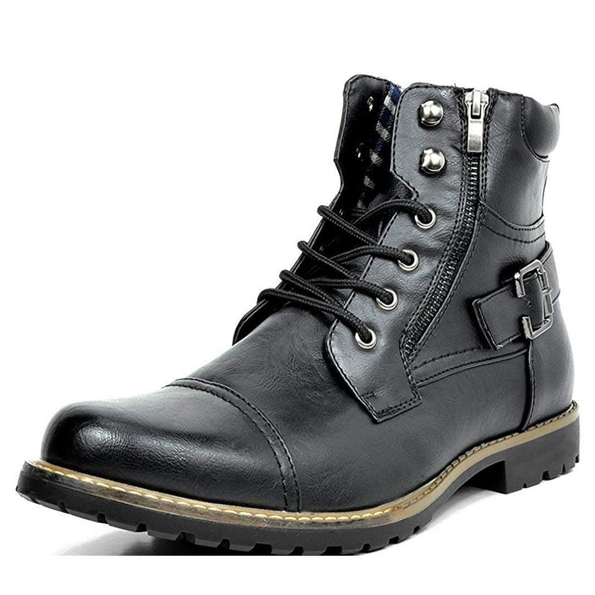 Men's Leather Biker Ankle Boots, Durable