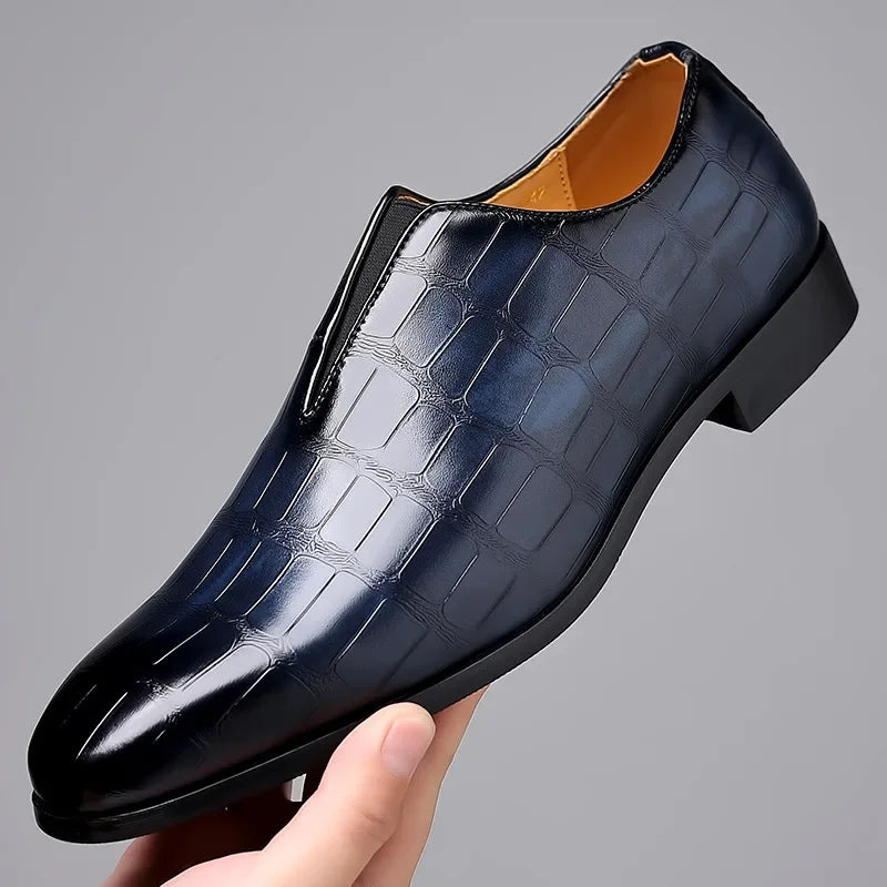Men's Leather Business Shoes, Elegant – Blue
