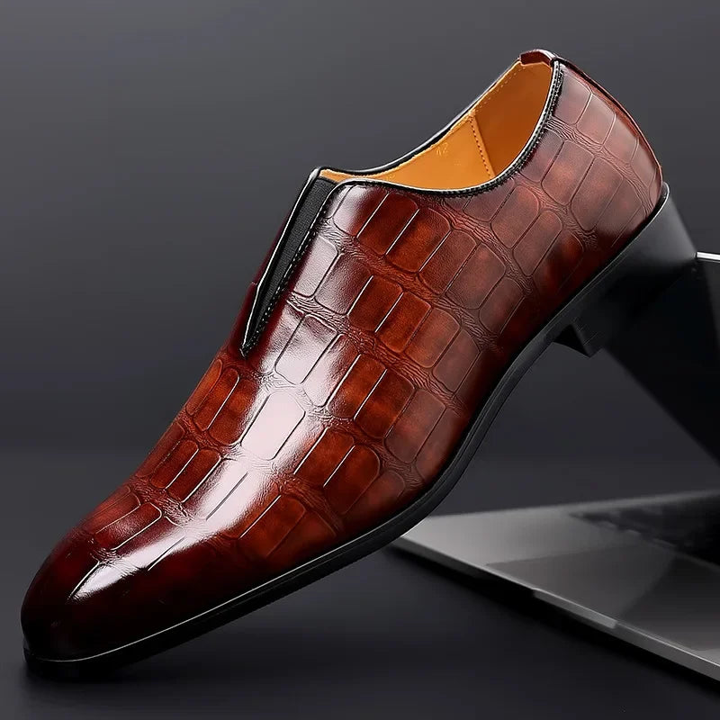 Men's Leather Business Shoes, Elegant – Blue