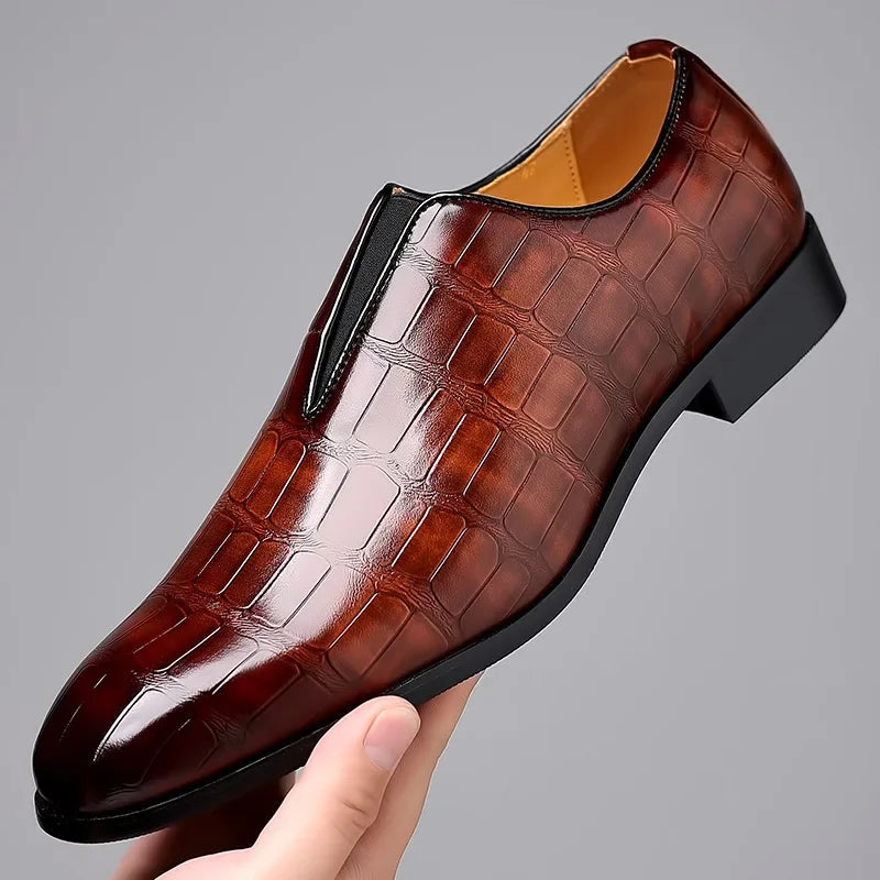 Men's Leather Business Shoes, Elegant – Brown