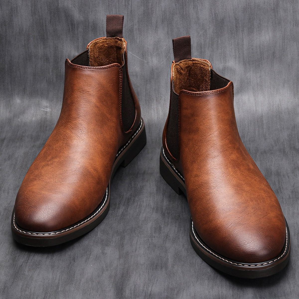 Men's Leather Chelsea Boots, Smooth – Brown