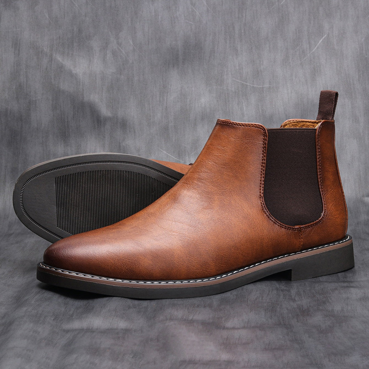 Men's Leather Chelsea Boots, Smooth – Brown