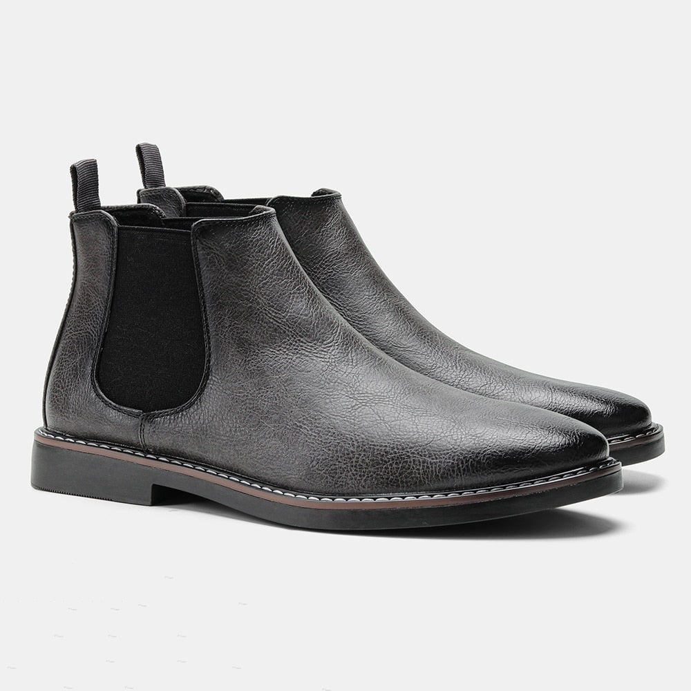 Men's Leather Chelsea Boots, Smooth – Grey