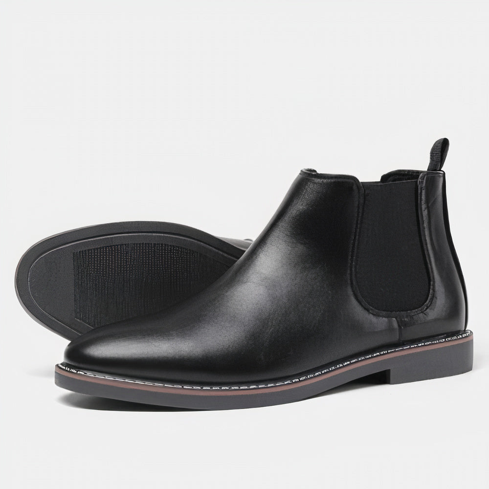 Men's Leather Chelsea Boots, Smooth – Black