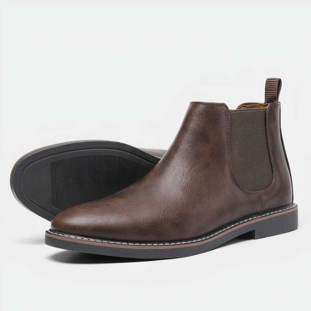 Men's Leather Chelsea Boots, Smooth – Dark Brown