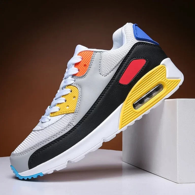 Men's Leather Chunky-Sole Sneakers – Orange