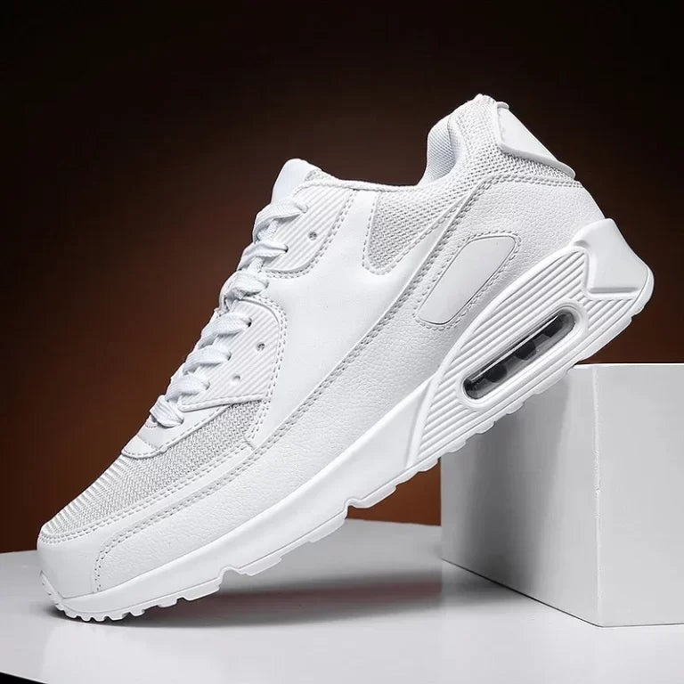 Men's Leather Chunky-Sole Sneakers – White