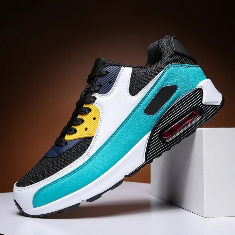 Men's Leather Chunky-Sole Sneakers – Turquoise