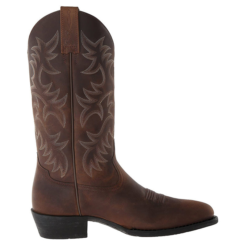 Men's Leather Cowboy Boots with Pointed Toe