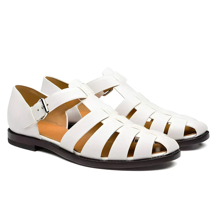 Men's Leather Gladiator Sandals, Non-Slip – White