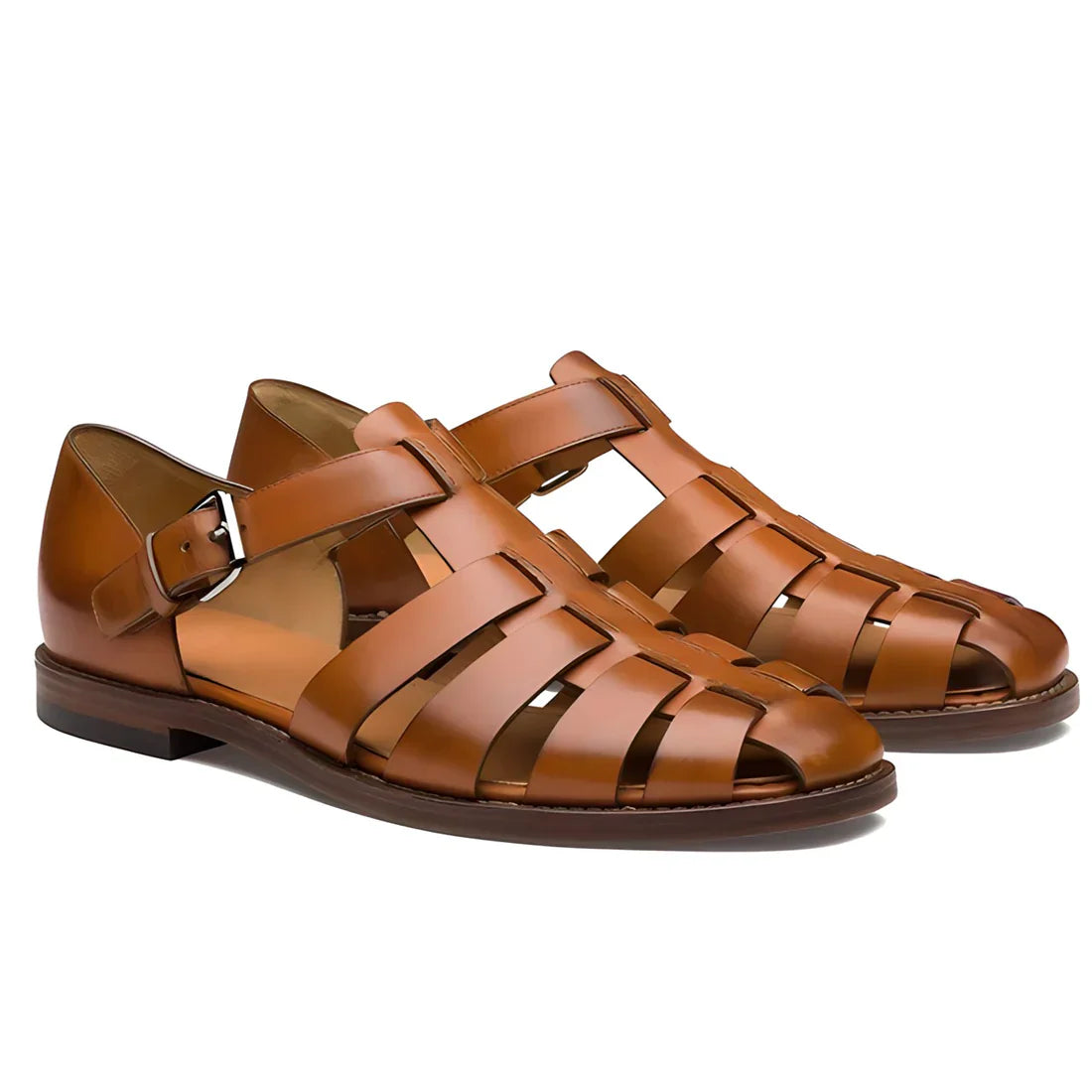 Men's Leather Gladiator Sandals, Non-Slip – Brown