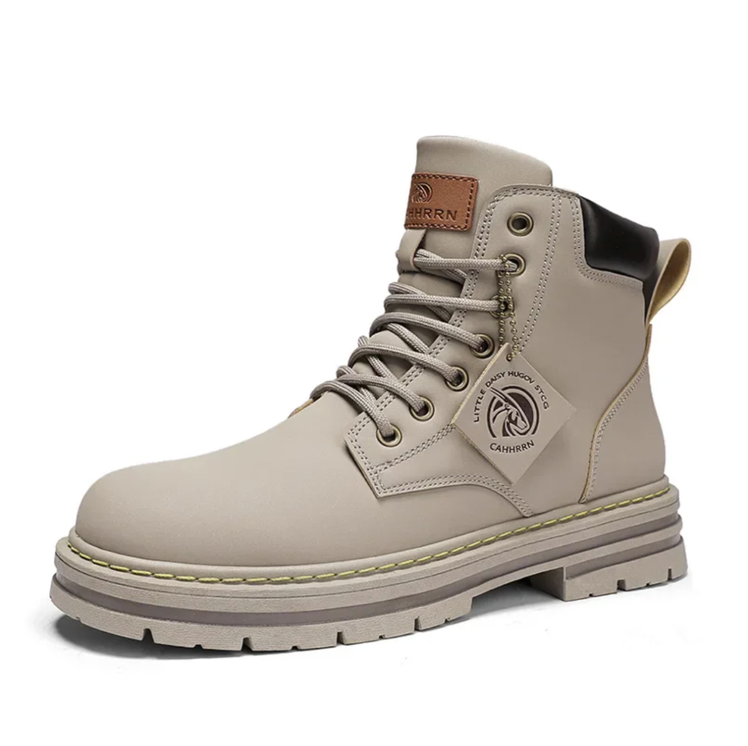 Men's Leather Lace-Up Ankle Boots, Non-Slip – Green