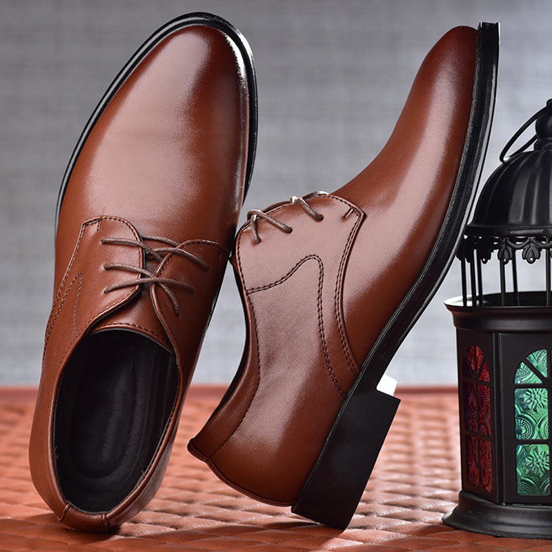 Men's Leather Lace-Up Shoes, Elegant