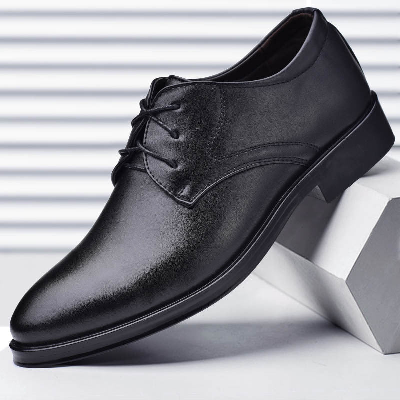 Men's Leather Lace-Up Shoes, Elegant – Black