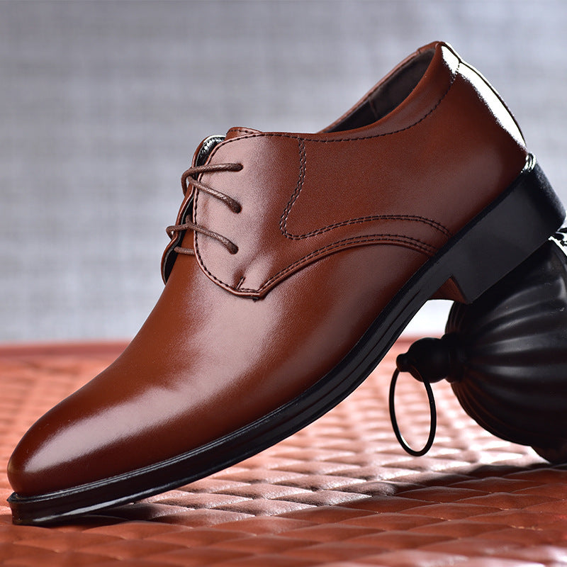 Men's Leather Lace-Up Shoes, Elegant – Brown