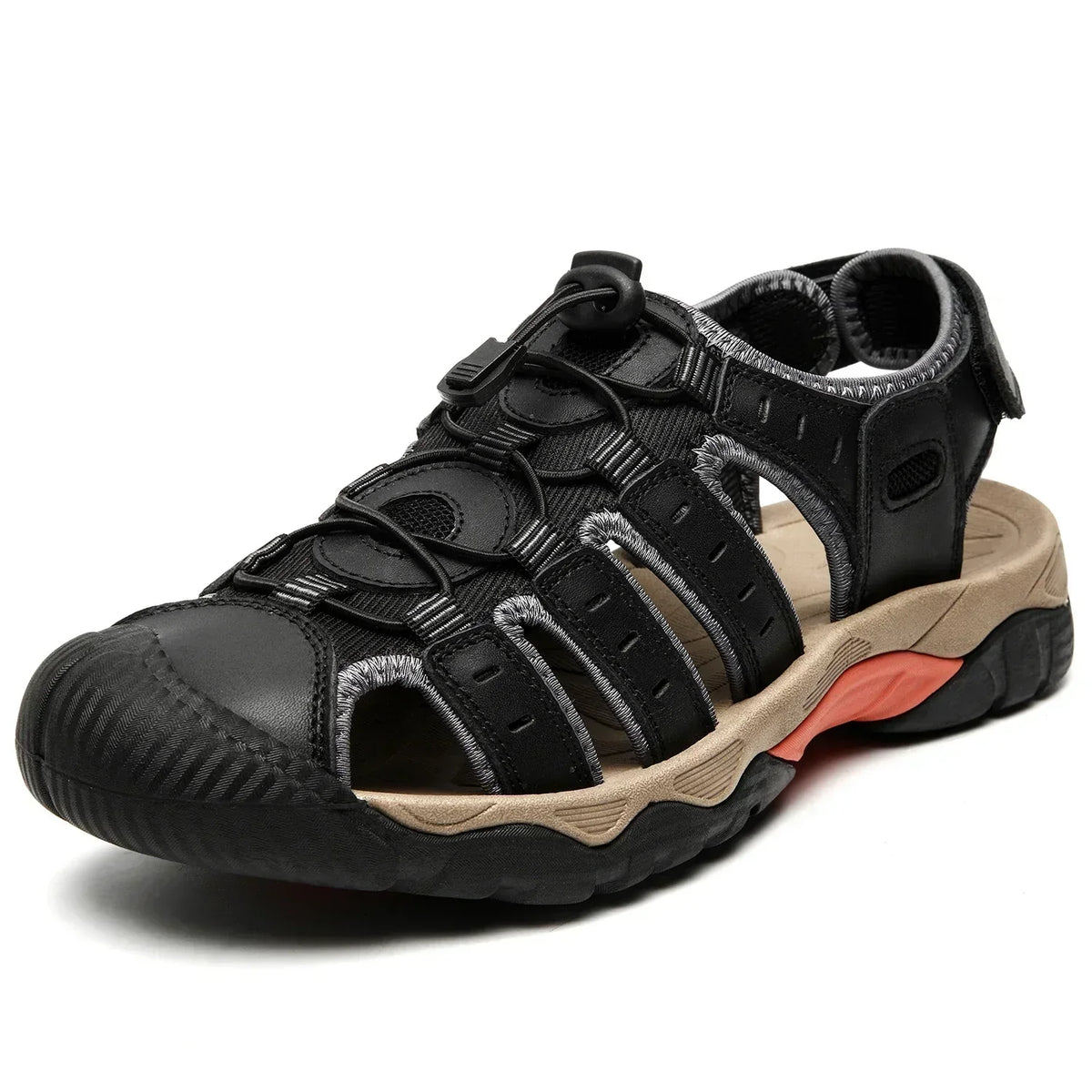 Men's Leather Outdoor Sandals, Breathable – Light Brown