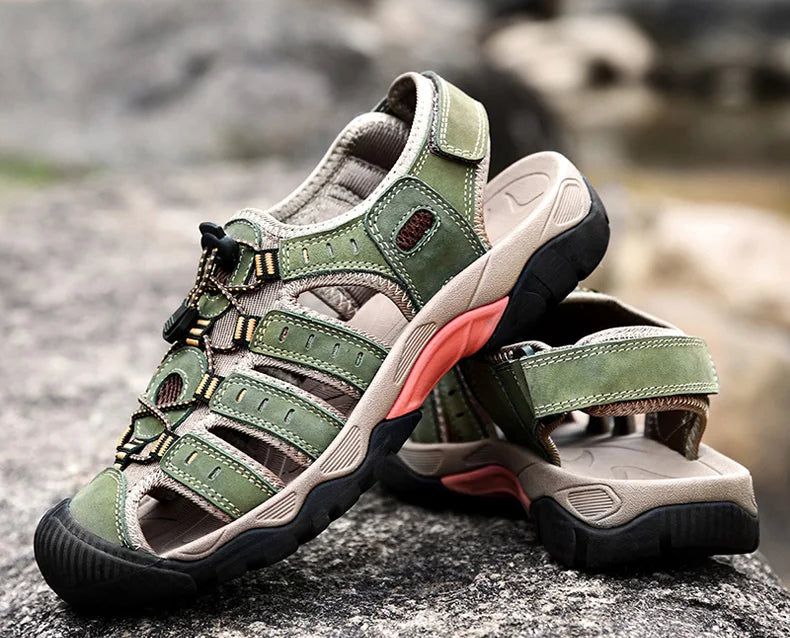 Men's Leather Outdoor Sandals, Breathable
