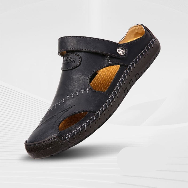 Men's Leather Sandals in Roman Style – Black