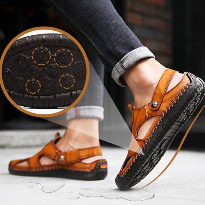 Men's Leather Sandals in Roman Style – Black