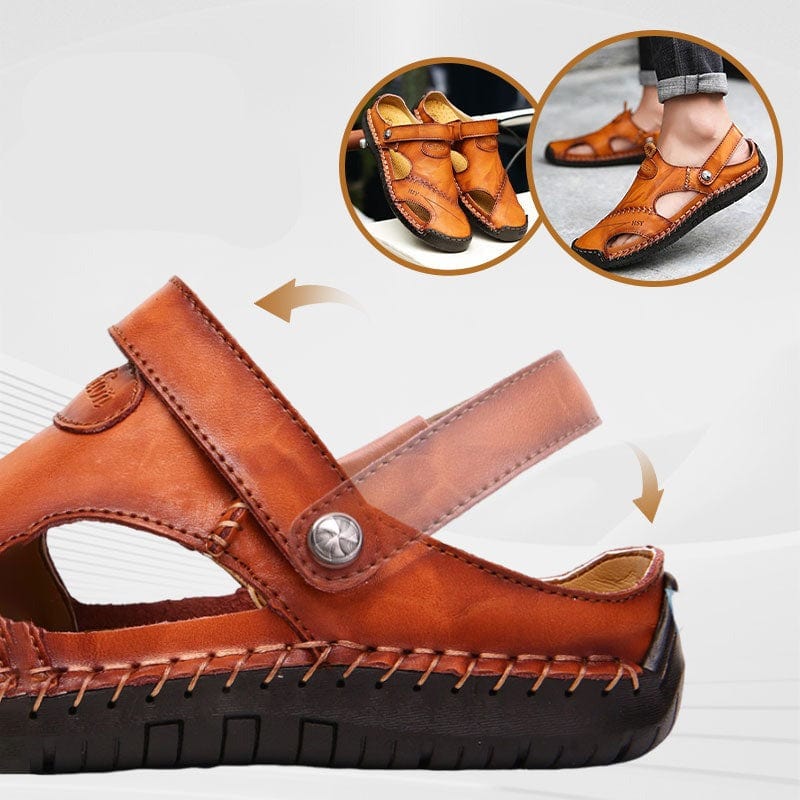 Men's Leather Sandals in Roman Style – Black